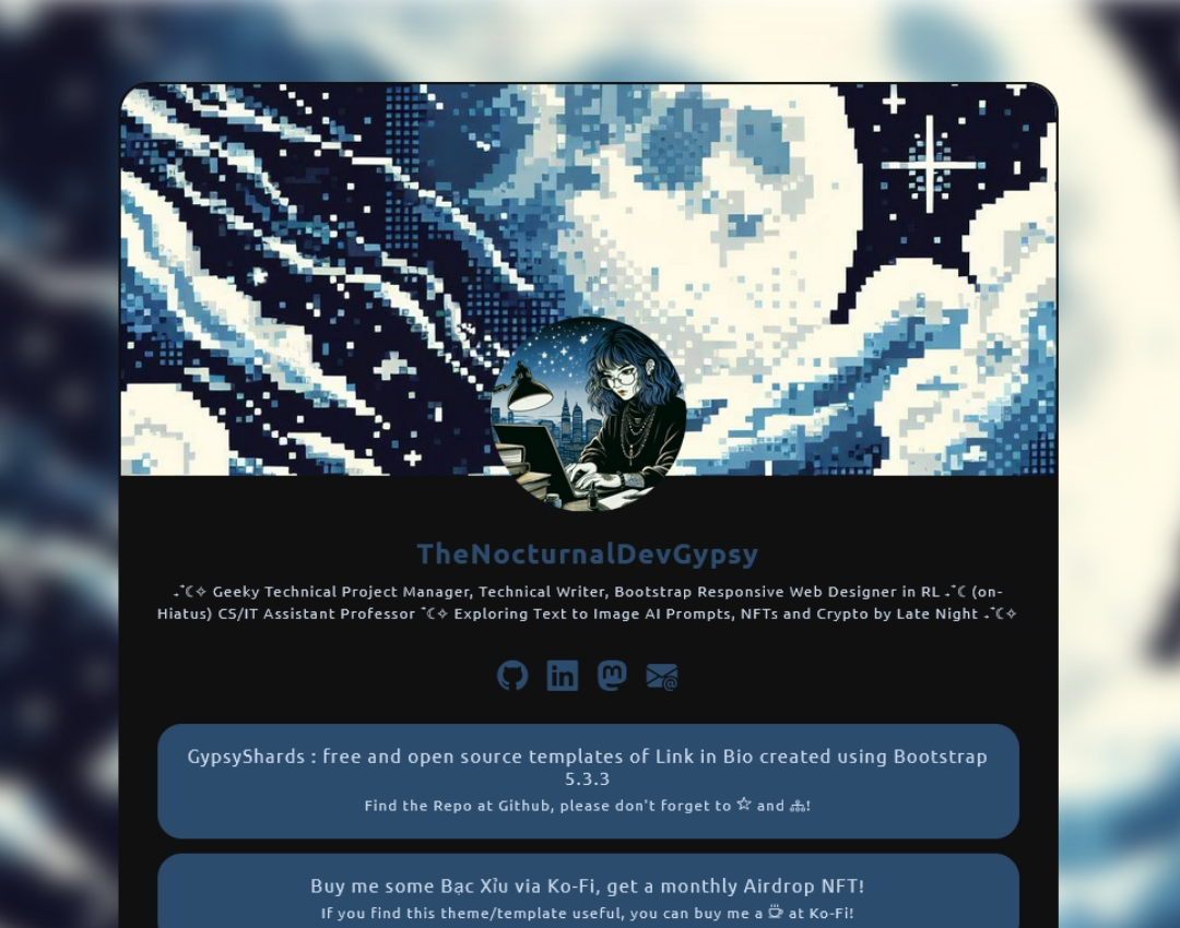 GypsyShards [002.004] Free Bootstrap 5 Themes of Link in Bio Templates by TheNocturnalDevGypsy